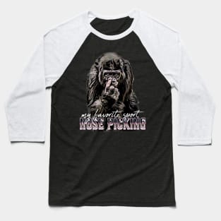 Gorilla Nose Picking Baseball T-Shirt